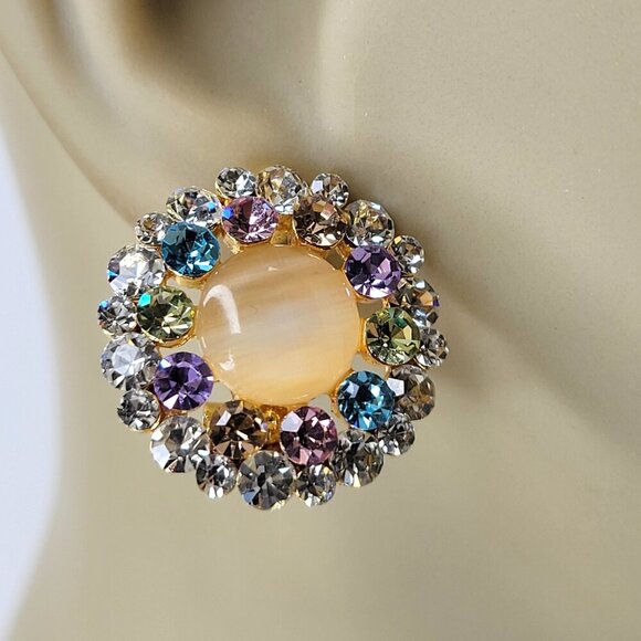 Multicolored Crystal Floral Earring - Picture 7 of 8